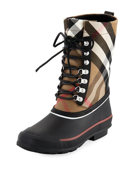 burberry rowlette mid-calf check rain boot|Burberry Check boots.